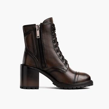Black / Coffee Thursday Rebel Leather Women's Boots | NZ133PJJ