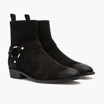Black Thursday Harness Suede Men's Chelsea Boots | NZ88EBC