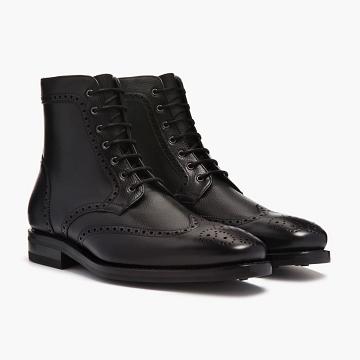 Black Thursday Wingtip Leather Men's Lace Up Boots | NZ390DFM56