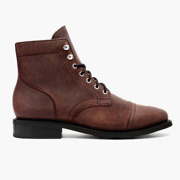 Brown Thursday Captain Leather Arizona Women's Lace Up Boots | NZ182DFM