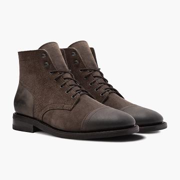 Brown Thursday Captain Leather Suede Men's Lace Up Boots | NZ42VRW