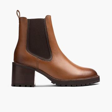 Brown Thursday Knockout Leather Women's Chelsea Boots | NZ213ILH