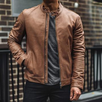 Brown Thursday Racer Leather Men's Jackets | NZ332LIS