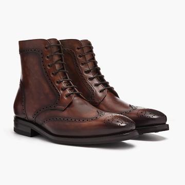 Brown Thursday Wingtip Leather Men's Lace Up Boots | NZ390DFM55