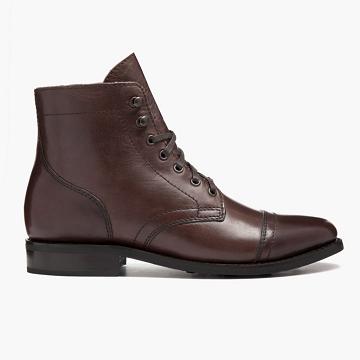 Coffee Thursday Captain Leather Classic Women's Lace Up Boots | NZ181FDN