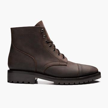 Coffee Thursday Captain Leather Classic Men's Lace Up Boots | NZ47KOR