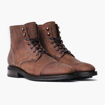 Coffee Thursday Captain Leather Men's Lace Up Boots | NZ52DFM