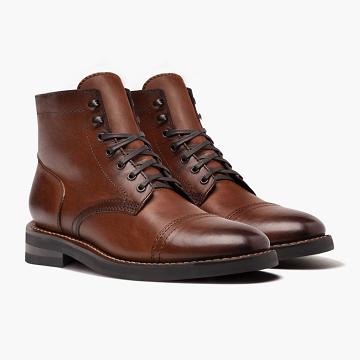 Coffee Thursday Captain Leather Rugged & Resilient Men's Lace Up Boots | NZ44XYU