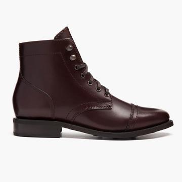 Coffee Thursday Captain Leather Women's Lace Up Boots | NZ184AHK