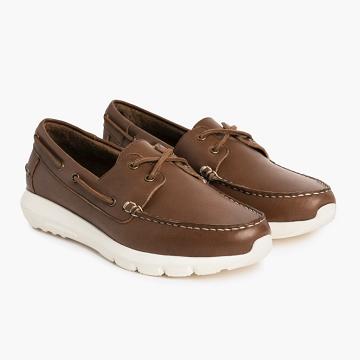 Coffee Thursday Handsewn Runner Leather Men's Boat Shoes | NZ364DFM