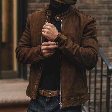 Coffee Thursday Racer Leather Men's Jackets | NZ331ZUT