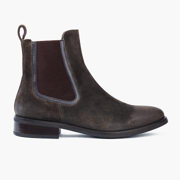 Dark / Olive Thursday Duchess Suede Women's Chelsea Boots | NZ21KOR