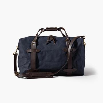 Navy Thursday Rugged Twill Duffle Leather Men's Bags | NZ313NZL