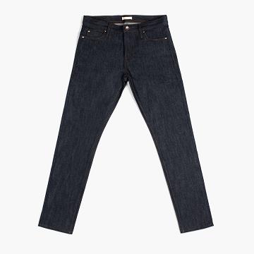 Navy Thursday Selvedge Slim Tapered Cotton Men's Jeans | NZ326NWY