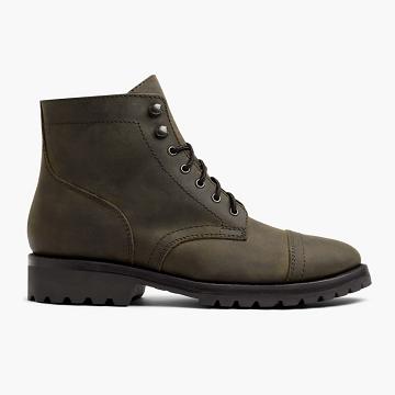 Olive Thursday Captain Leather Rugged & Resilient Men's Boots | NZ390DFM47