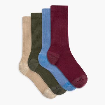 Red / Multicolor Thursday Sodello Classic Crew Cotton 4-Pack Women's Socks | NZ115WNB
